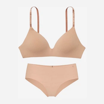 Комплект женского белья (бюстгальтер + трусики-бразилиана) Victoria's Secret 137055836 38D/XL Бежевый (1161342816)
