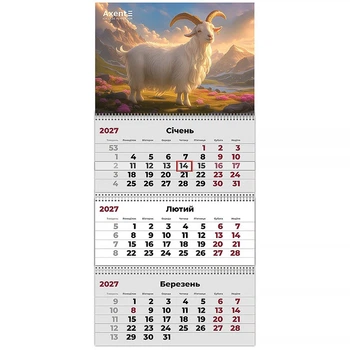 Календар настінний квартальний 2027 Axent Goat 3 8803-27-21-A