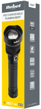 Ручной аккумуляторный фонарь Rebel Light 20 Вт 1857 лм 800 м с зумом USB-C (URZ0942-1)