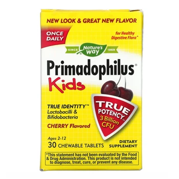 Пробиотик для детей Nature's Way Kids Primadophilus 30 жевательных таблеток, вишня (до 04.27)