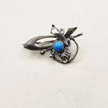 Брошка серебряная с бирюзой 2,89 г