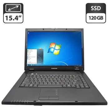 Ноутбук Samsung R60 / 15.4" (1280x800) TN / Intel Pentium T2390 (2 ядра по 1.86 GHz) / 4 GB DDR2 / 120 GB SSD / AMD Radeon HD 2400 Graphics / DVD-ROM / АКБ не тримає б/в