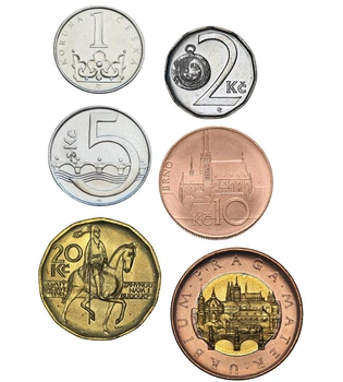 Набір 6 монет 1, 2, 5, 10, 20, 50 крон Чехія 2019 - 2020 рік UNC