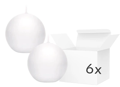 Zestaw świec Party Deco Matowa kula Białe 8 cm 6 szt. (ZES5902230731431)