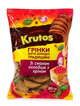 Грінки ТМ "Kruto's" зі смаком Холодець з хроном 80г