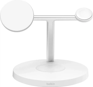Бездротовий зарядний пристрій Belkin BoostCharge Pro 3-in-1 Wireless Charger MagSafe 15 Вт White (WIZ032KQWH)