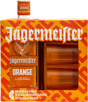 Набор ликер Jagermeister Orange 0.7 л 33% + 2 шота 40 мл (4067700033529)
