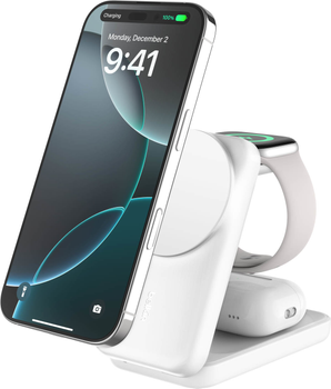 Ladowarka magnetyczna Belkin UltraCharge 3-in-1 Foldable Magnetic Charger 25W White (WIZ036KQWH)