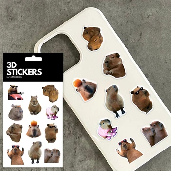 Объемные 3D наклейки "Капибара" Набір 9 стікерів для декора телефона, ноутбука, блокнота, подарков SB-62