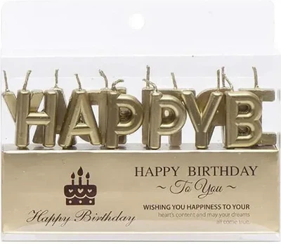 Набор свечей для торта буквы "Happy Birthday Бронзовые"