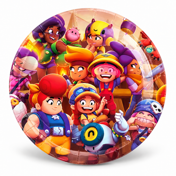 Одноразові тарілки Brawl Stars, святкові тарілки Бравл Старс, дитячий посуд на день народження, набір 10 шт.