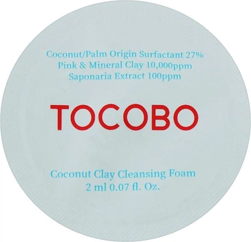 Глубокоочищающая пенка с кокосом и глиной, тестер TOCOBO Coconut Clay Cleansing Foam 2 мл