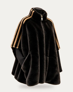 Пончо женское из эко меха 3XL Чёрный (PONTOS-W09)