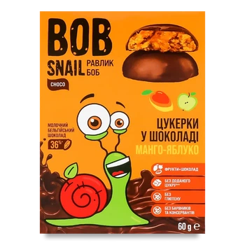 Цукерки Bob Snail манго у молочному шоколаді 60г