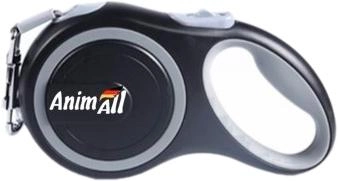 Поводок-рулетка AnimAll L до 50 кг, 5 м Серо-черный (2000981099268)