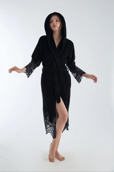 Халат женский nusa хлопок/бамбук модель 4150 siyah, xxxl