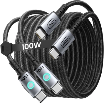Kabel INIU Leopard C11 Type-C - USB Type-C z plecionym złączem 100 W 2 m Black (6978018650279)