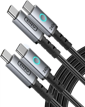 Kabel INIU Leopard C12 Type-C - USB Type-C z plecionym złączem 240 W 2 m Black (6978018650286)