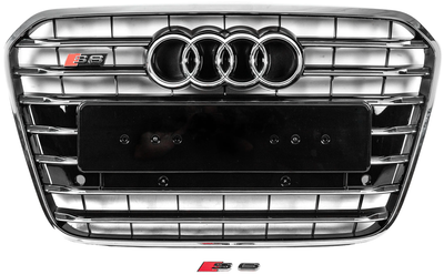 Передня чорна решітка радіатора з хром рамкою S-style для Audi A6 C7 2011-2017 рр