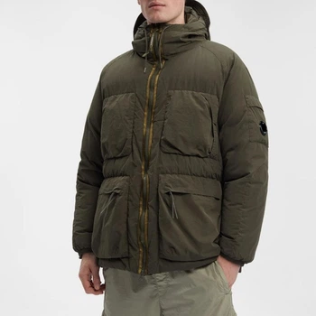 C.P. Company Flatt Nylon Long Jacket - чоловіча парка, хакі, розмір L