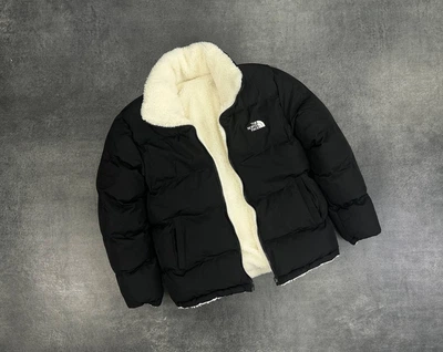 Двосторонняя зимняя куртка The North Face черная с белым TNF S 4486