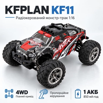 Машинка на радиоуправлении KFPLAN KF11 1:16 – монстр-трак 4WD, до 40 км/ч внедорожник джип, полный привод