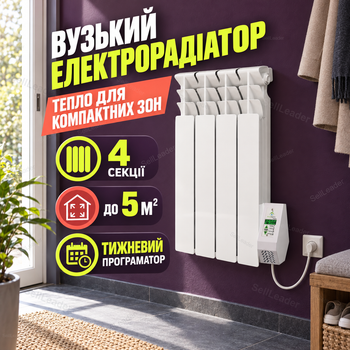 Электрический радиатор ECOTEPLO 400 Вт на 4 секции с недельным программатором для комнат до 5 м²