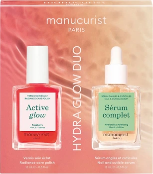 Набор Manucurist Hydra Glow Duo Лак для ногтей Active Glow Raspberry 15 мл + Восстанавливающая сыворотка для ногтей и кутикулы Complete 15 мл (3662263220600)