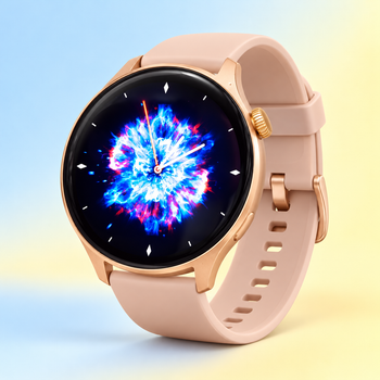 Смартгодинник T6 Pro Rose Gold жіночий з круглим HD-дисплеєм, Bluetooth-дзвінками та двома змінними ремінцями