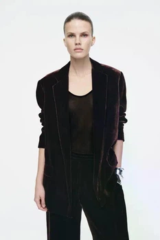 Блейзер жіночий COS silk-blend velvet blazer 1234979001 Eur 38 Коричневий