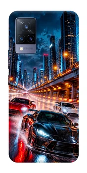 Чохол для Vivo V21 з принтом Night city cars