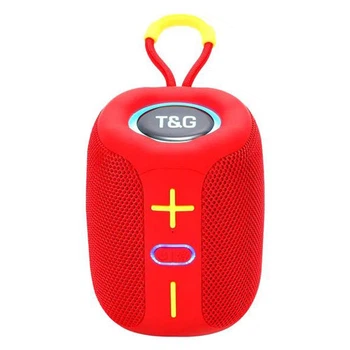 Портативная беспроводная Bluetooth-колонка T&G TG658 10 Вт с RGB подсветкой, FM-радио, громкой связью, USB и AUX (1200 mAh) Red