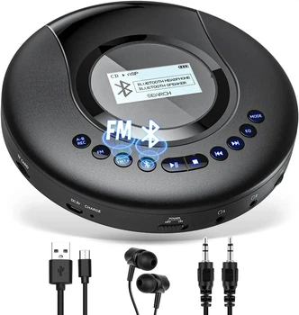 Портативний акумуляторний CD-програвач ARAFUNA CD-521 з Bluetooth та FM-радіо — персональний плеєр
