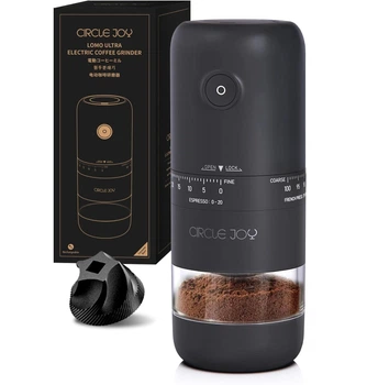 Портативная электрическая кофемолка CIRCLE JOY Lomo Ultra CJ-DMDJ02 на аккумуляторе с керамическими жерновами беспроводная, Черный