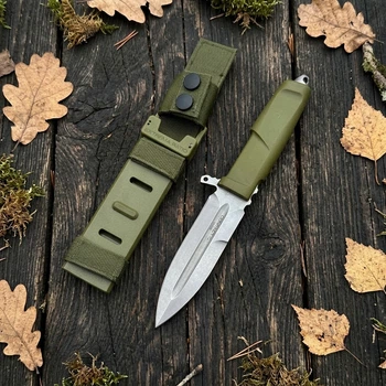 Ніж туристичний нескладаний 1659 з чохлом та кріпленням MOLLE — Оливковий (Green)