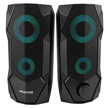 Компьютерные колонки 2.0 Maxxter CSP-U002 6W с RGB-подсветкой (USB/Jack 3.5мм), Черный