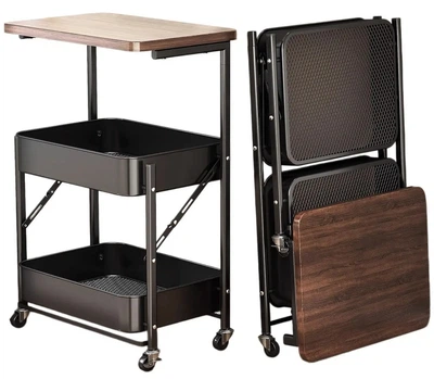 Раскладной журнальный столик на колесиках с двумя корзинами Modern Table (MT-76562) 73×45×30см Brown