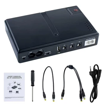 Мини ИБП DC UPS без аккумуляторов для роутера, модема и камер, выходы 5V/9V/12V, USB, PoE 15V/24V, черный