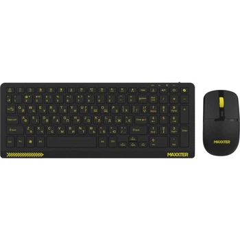 Комплект бездротовий Maxxter KMS-WCM-04B-UA, Black, клавіатура (USB 2.4GHz, 99 кнопок, 500 mAh) + миша (USB 2.4GHz, 800-1600 dpi, 500 mAh)