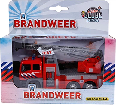 Wóz strażacki Kids Globe z drabiną wysuwaną metalowy 16 cm (8713219328644)