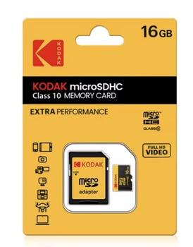 Карта пам’яті Kodak microSDHC 16 ГБ Class 10 з SD-адаптером для телефону, камери та відеореєстратора