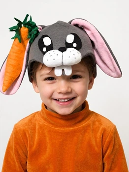 Карнавальная шапка Зайчика с морковкой детская/ 4-8 лет
