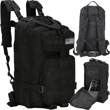 Туристичний рюкзак Trizand 8919 35 л чорний Oxford 600D з MOLLE та поясним ременем