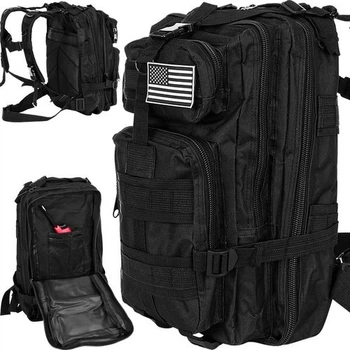Туристический рюкзак Trizand 23089 20 л черный Oxford 600D с MOLLE и поясным ремнем
