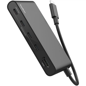 Hub USB-C Belkin HDMI 2.0 4K 4 porty USB-C 10 Gbps PowerDelivery 100W (AVC021HQBK)