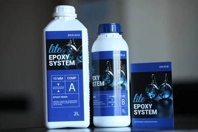 Эпоксидная смола 3,2 кг Lite Epoxy System тонкослойная, прозрачная, для заливки до 10 мм + отвердитель для покрытия столешниц, картин Resin Art большого формата, панно и декоративных панелей