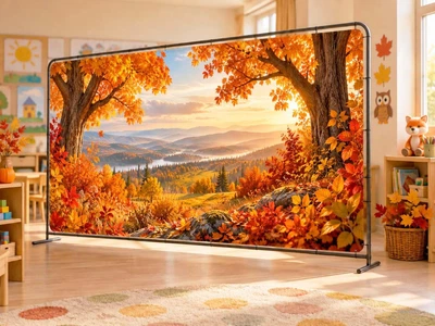Осенний баннер для фотозоны PHOTODECOR «Золотой лес над туманной долиной» 1 кв.м