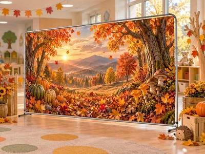 Осенний баннер для фотозоны PHOTODECOR «Закат в обрамлении лесных деревьев» 1 кв.м