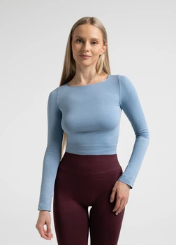 Топ вкорочений з довгим рукавом Giulia CROP TOP S/M Blue-faded denim
