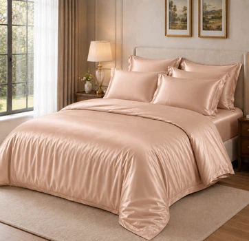 Комплект постільної білизни Love You Євро 200х220 см Персиковий тауп Tencel (ly62055)